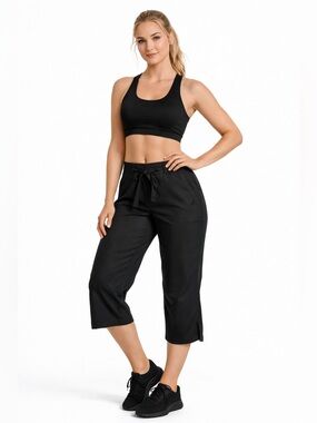 Adidas Black Capri Leggings Size Large Athletic Cropped Workout Pants